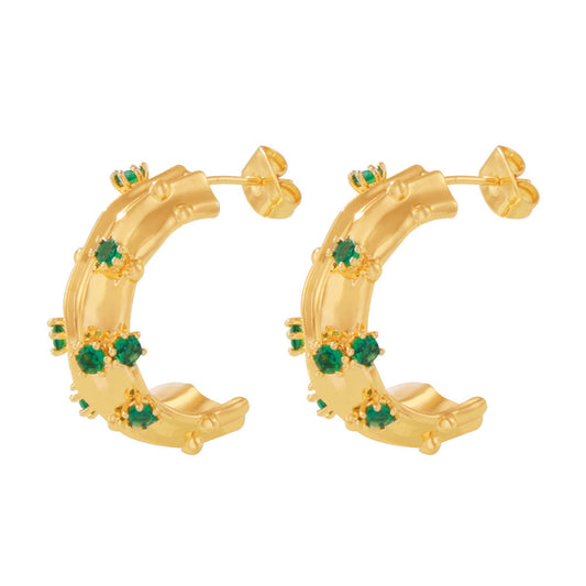 Emerald Bamboo Hoops by Verola